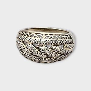 Meda Marcasite Dome Ring Size 8 Vintage Sterling Silver 925